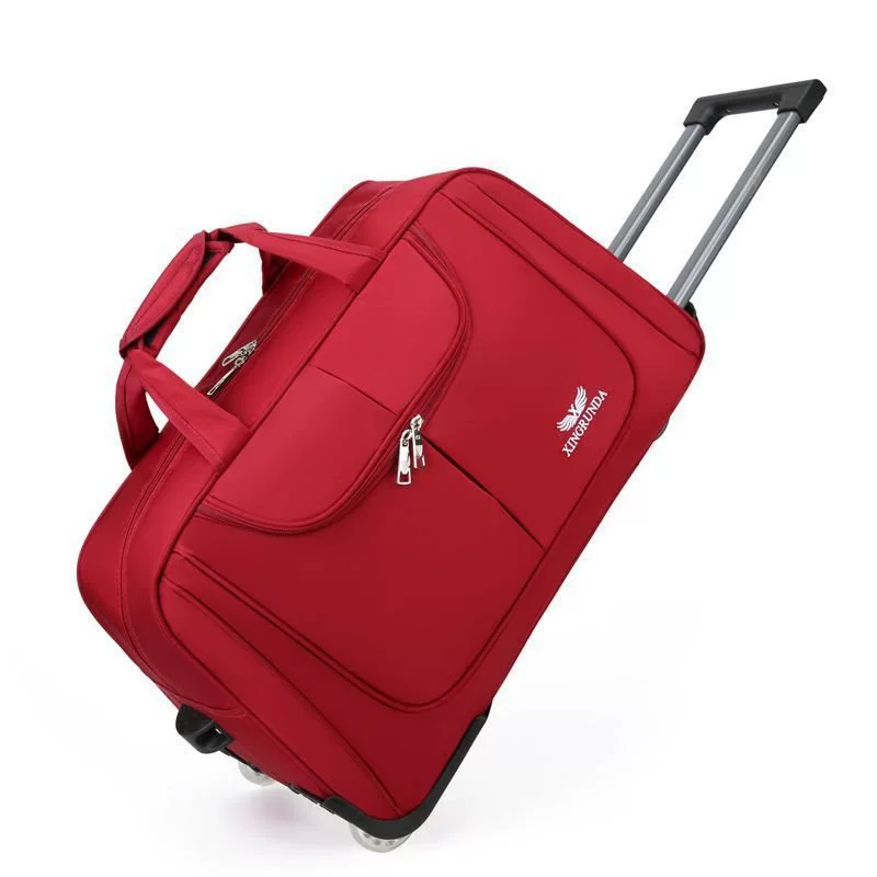 Foldable waterproof travel suitcase / handheld bag, telescopic handle and wheels, spacious, unbranded
