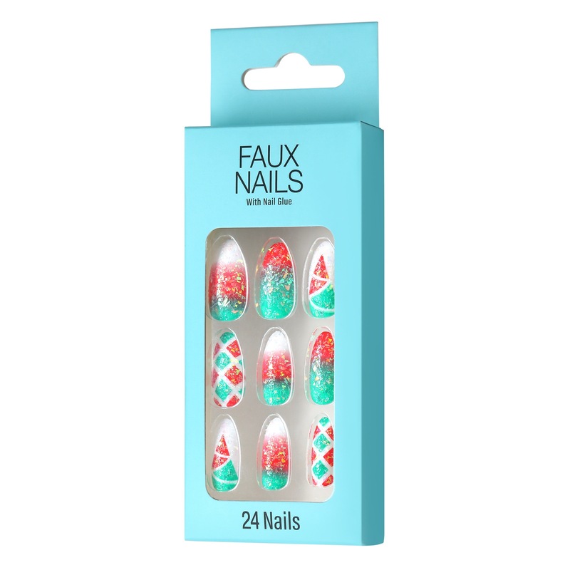 Special for the United States Christmas supermarket chain new fake nails with glitter sequins self-adhesive ABS nail patch Special for the United States Christmas supermarket chain new fake nails with glitter sequins self-adhesive ABS nail patch