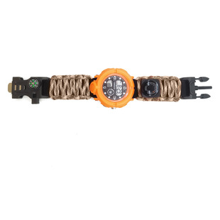 Multifunctional Hiking Umbrella Rope Outdoor Climbing Whistle Fire Stick Waterproof Electronic Compass Wristwatch Adjustable Watch