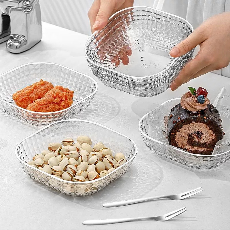 透明吐骨皿軽食皿家庭用創意プラスチック果物皿茶何フルーツバスケット果物皿ゴミ残渣皿|undefined