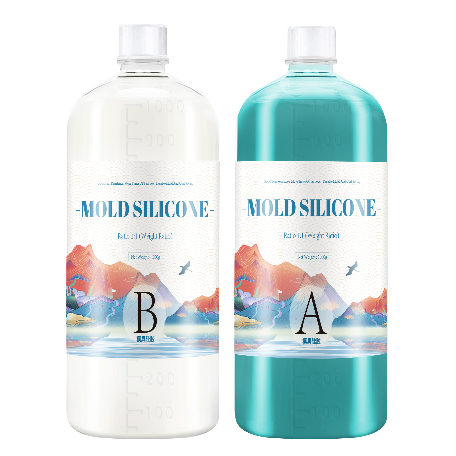 Factory direct sales cross-border DIY food grade translucent blue high tear resistance 1:1 mold silicone 24 colors mold silicone