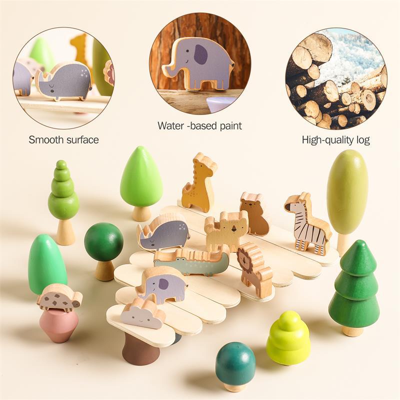 Children's shatterproof cognitive cute Jenga from natural wood
