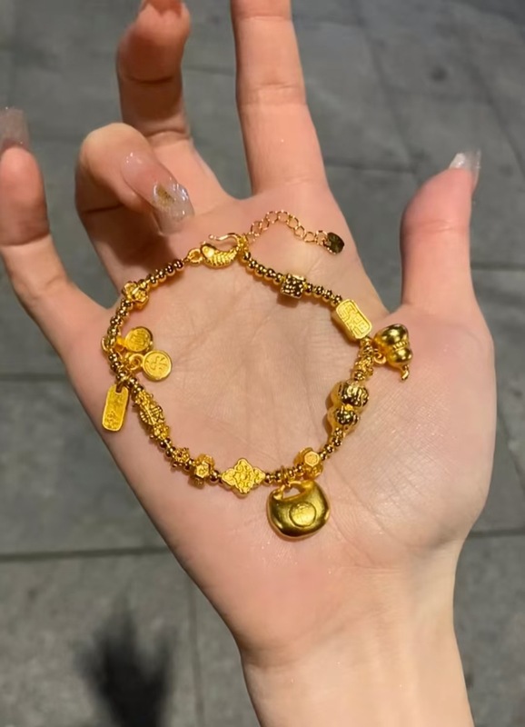 金店の同モデルの大衆の軽豪華な高級感の沙金の太った福の瓢箪は腕輪の女性の金の百合の沙金の装飾品を巻いています。|undefined
