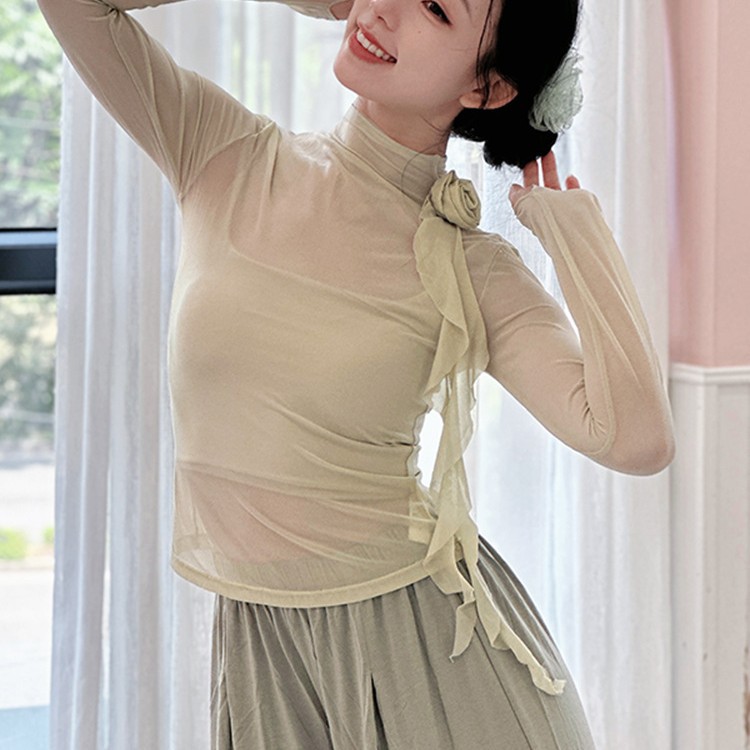 Dance Practice Clothing Daily Performance Clothing Gauze Clothing Adult Half-high Collar Slim-fit Classical Dance Clothing Body Dance Clothing