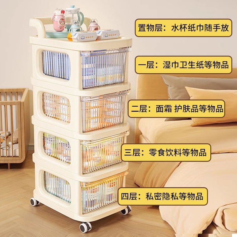 小推车置物架落地可移动零食玩具储物架客厅用品收纳柜抽屉式多层|undefined