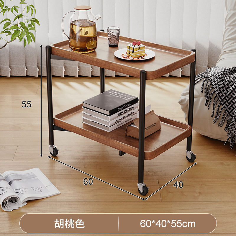 Mesa de té móvil de madera sólida pequeña mesa de té doméstica sala de té gabinete de té rueda universal nuevo carro pequeño rack balcón