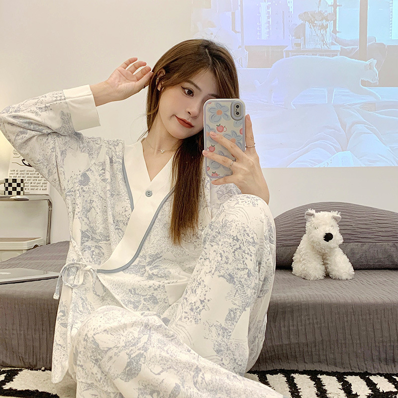 Pregnant women's pajamas sweat-absorbent cotton confinement clothing lactation clothing postpartum home clothing hospital production clothing pregnancy clothing