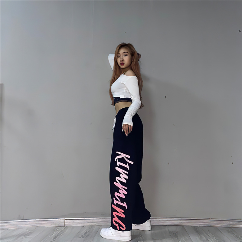 Hip-hop jazz pants women's high waist su...