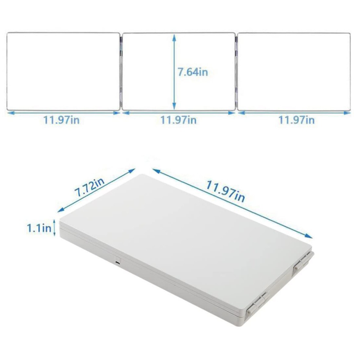 Espejo de tres lados para ver la parte posterior de la cabeza al aire libre cabello de maquillaje auto-tinción de cabello de corte de pelo espejo retrovisor soporte artefacto lámpara plegable