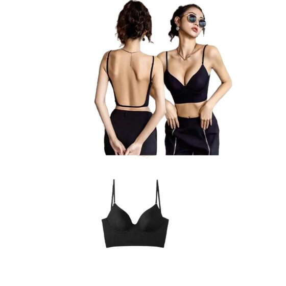 American Back Underwear Women's Large U-shaped New Arrival Sling Small Chest Gathering Traceless Triangle Cup Cross Backless Bra