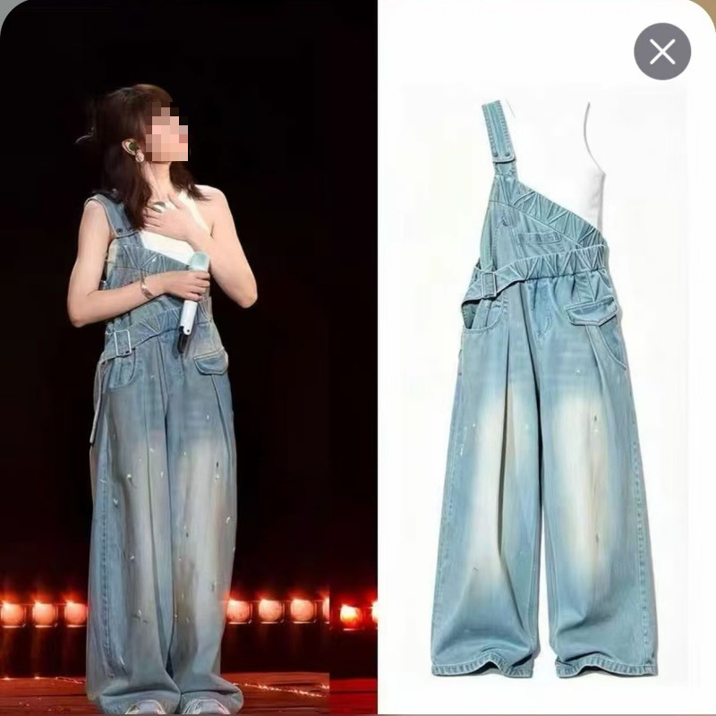 Ren Su Xi's same style halter neck sleeveless dress, 26 new casual style loose versatile long pants and overalls two-piece set Ren Su Xi's same style halter neck sleeveless dress, 26 new casual style loose versatile long pants and overalls two-piece set