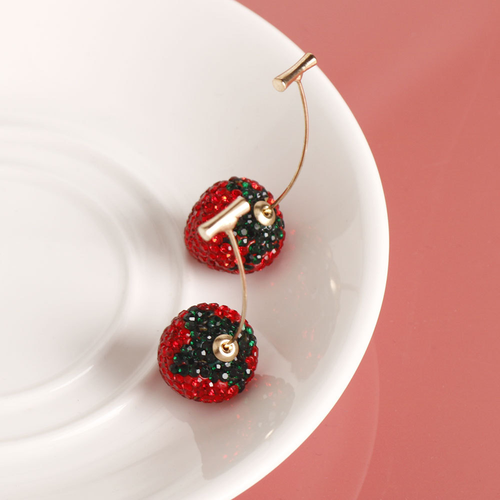 12g Weight Alloy Ear Needle Material Ear Studs Classification 1 Pair Quantity Holiday, Tea Party Occasion Zinc alloy Material Strawberry Pattern All Seasons Season Women's Gender Plating Design Sweet, Simple Style Style 1 Pair Sweet Simple Style Strawberry Plating Zinc Alloy Ear Studs 9