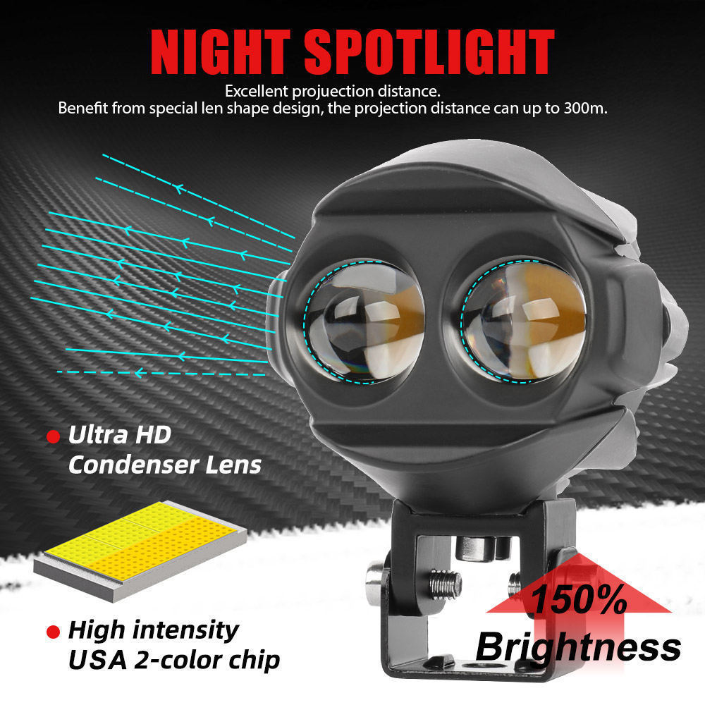 New wide-voltage motorcycle external waterbird LED spotlight, ultra-bright front driving light for electric vehicles