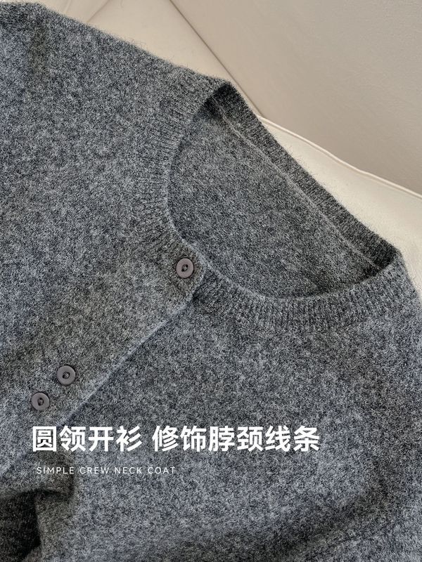 英伦风羊毛圆领开衫女秋冬加厚保暖系扣毛衣外套气质显瘦外穿上衣|undefined