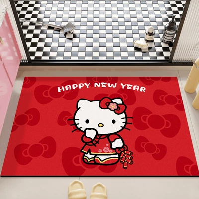 Hello Kitty bathroom rug, quick-drying carpet | Avtomobil döşəmə paspasları - hello-kitty-sets-off-firecrackers-40x60cm-diatom-mud