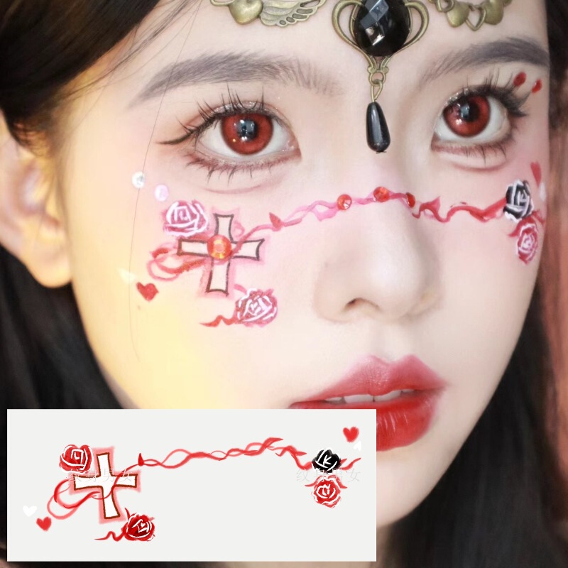 New Halloween Briar Rose Cross Makeup Tattoo Sweet Sick Sister Cute Ghost Bat