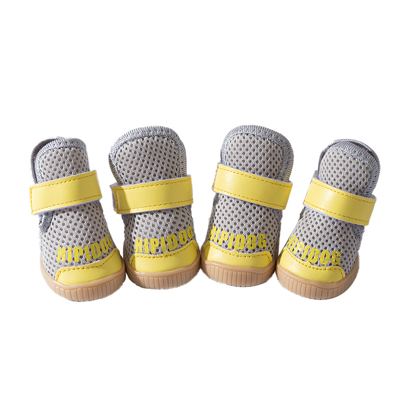 Zapatos para mascotas con rejilla transpirable de moda para cuatro estaciones para perros, suela de tendón antideslizante, zapatos de oso de peluche resistentes al desgaste y anti-caída