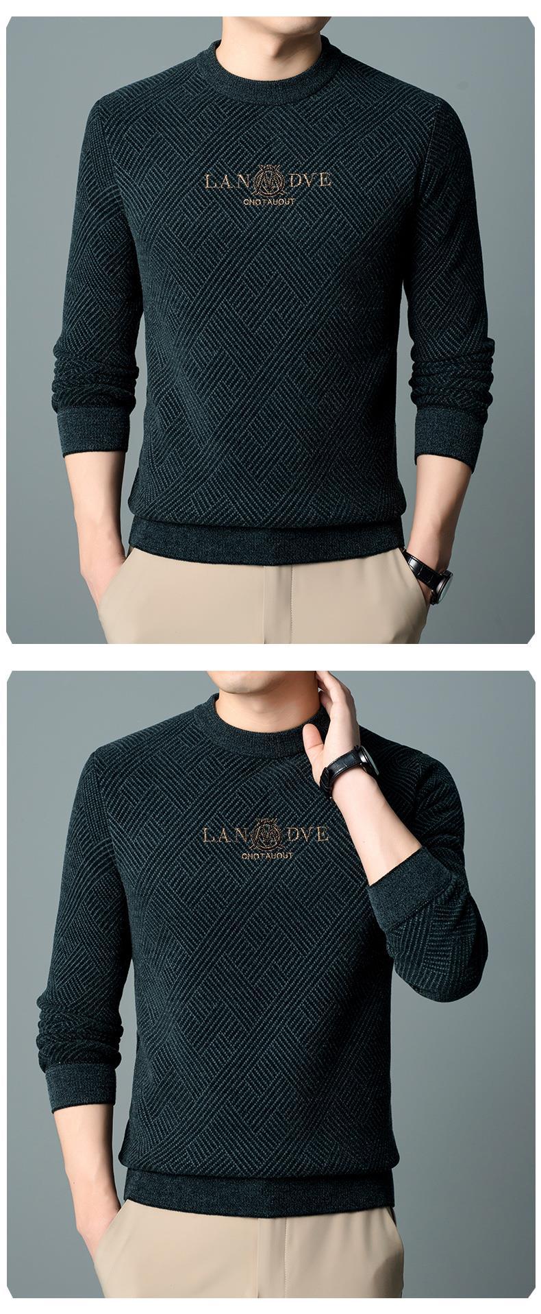 Pull homme brodée en chenille pour l'automne et l'hiver_voghion.com