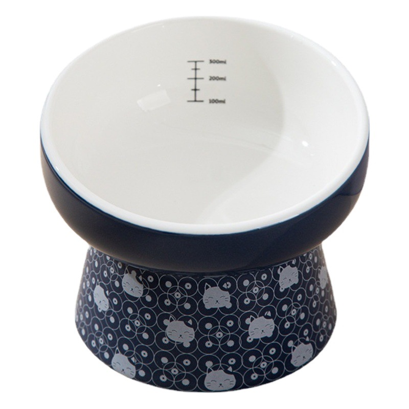 Estilo japonés gato tazón de cerámica doble tazón anti-knock comida tazón perro tazón gato beber tazón automático beber suministros para mascotas