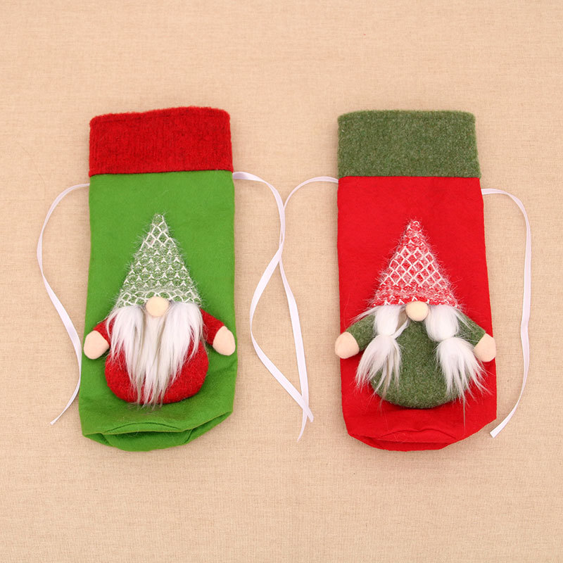 Transfronterizo nueva cubierta de vino de Navidad cubierta de la botella de vino suministros de decoración de mesa en casa bosque profundo Santa Claus