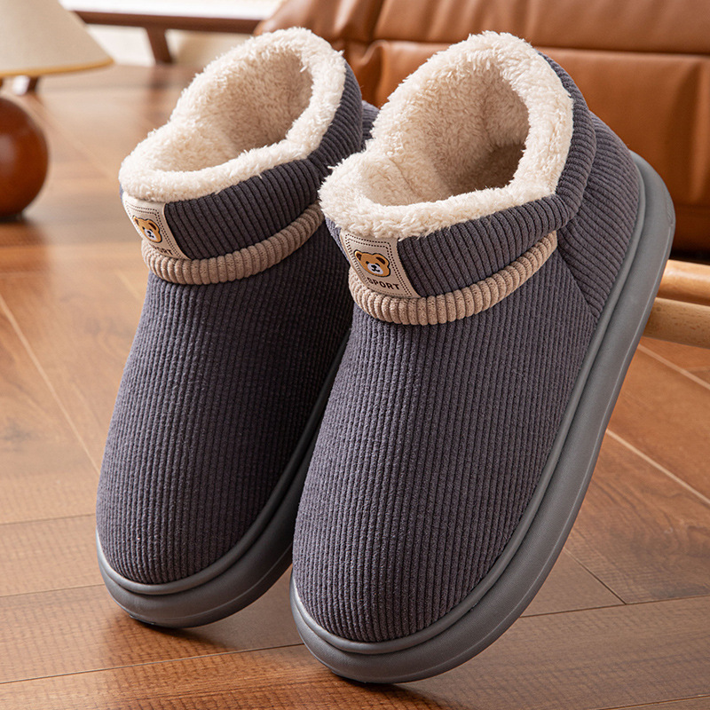 Pantuflas de Algodón de Caña Alta para Pareja de Pana y EVA Térmico para Casa para Invierno image 3