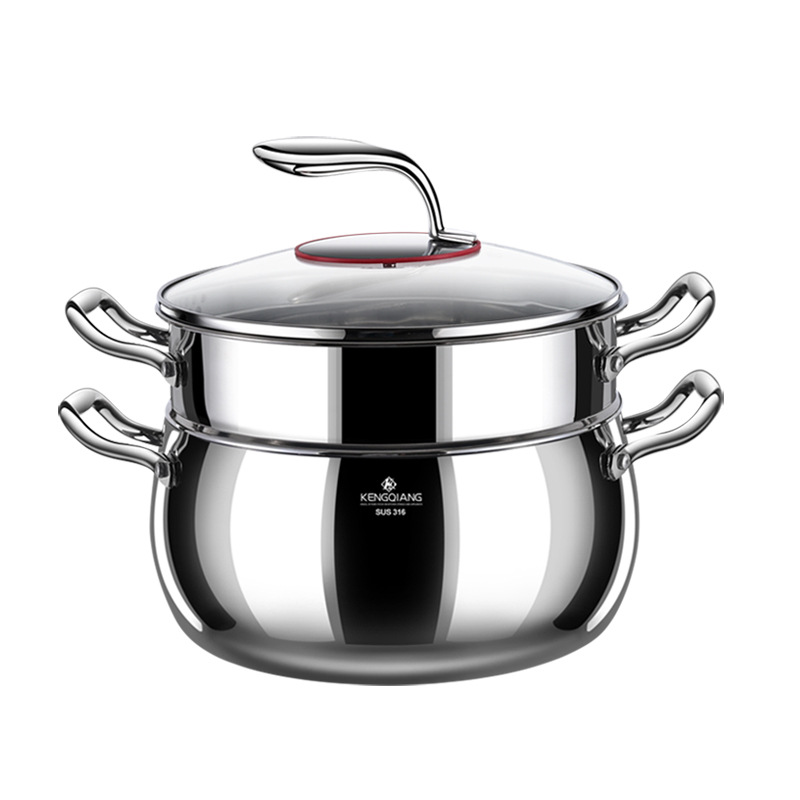 Olla de sopa 316 olla de sopa doméstica de acero inoxidable de grado alimenticio olla de cocción gruesa olla de cocción de una pieza olla de cocción de doble oreja