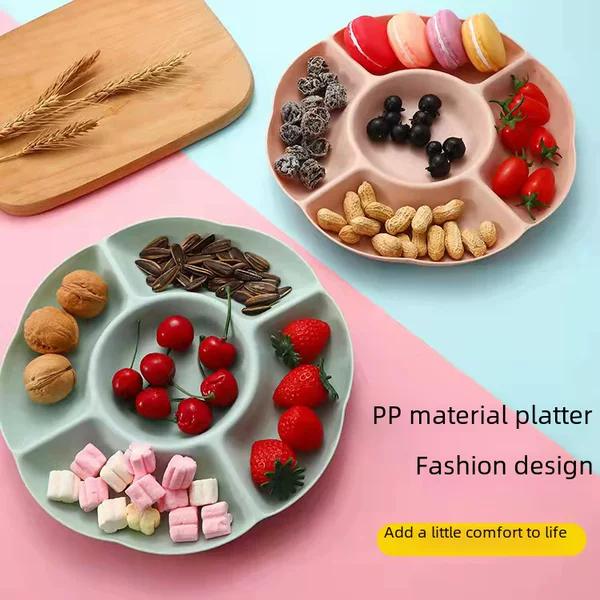 Creative Wheat Straw Candy Tray, Divided Round Plate, Food Fruit Snack Tray, Tea Tray, Tableware Tray, Storage and Organization Tray