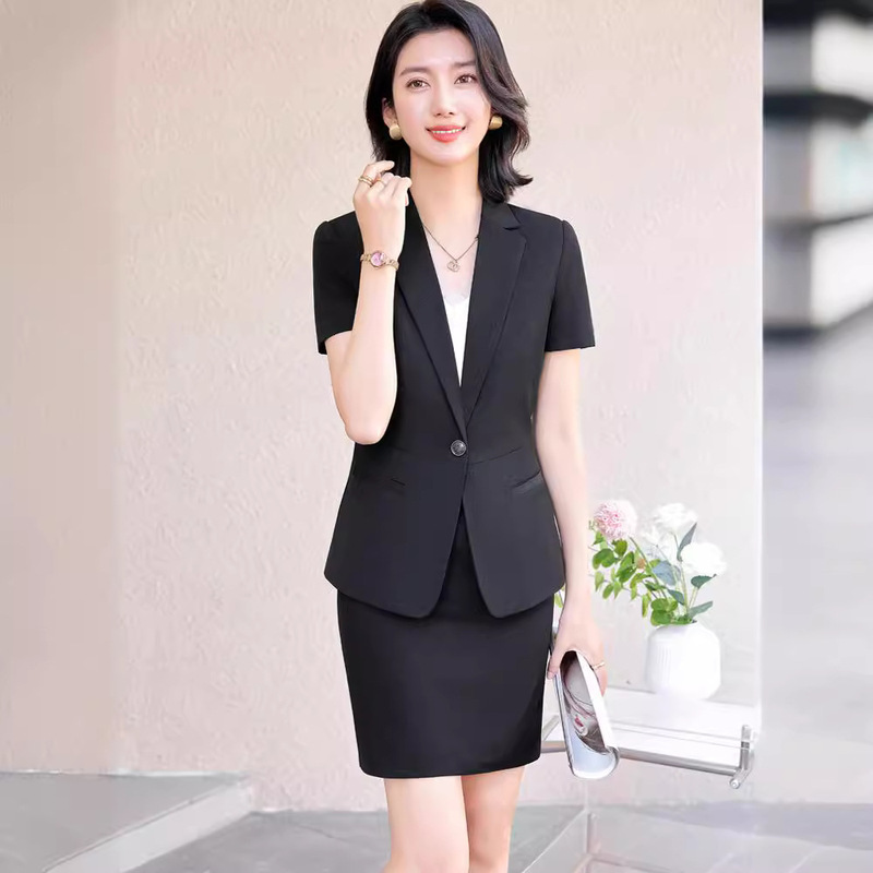 AS8967 black suit jacket thin short sleeve temperament summer new business wear suit formal wear work suit AS8967 black suit jacket thin short sleeve temperament summer new business wear suit formal wear work suit