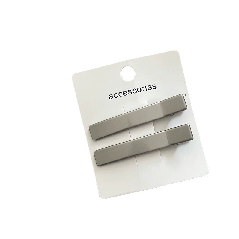 Cold wind metal silver hair clip pair geometric rectangular wave edge duckbill bangs bangs folder new model