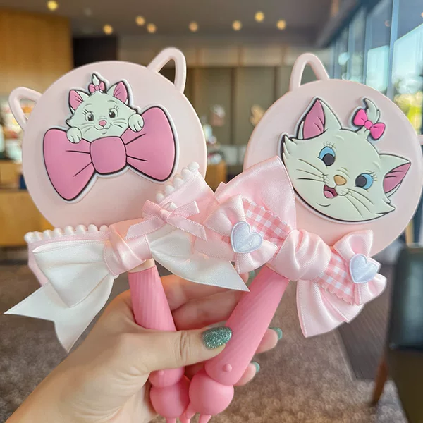 Cartoon Kitten Handheld Makeup Mirror, Cute Vanity Mirror, Makeup Mirror, Cute Kitten Handheld Round Mirror