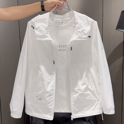 2025 Summer Cap Suncoat Men's Advanced Style Trendy Versatile Casual Thin Jacket Outerwear