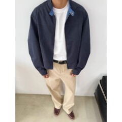 美式复古棉哈灵顿夹克男女春秋季短宽cleanfit休闲立领外套潮流