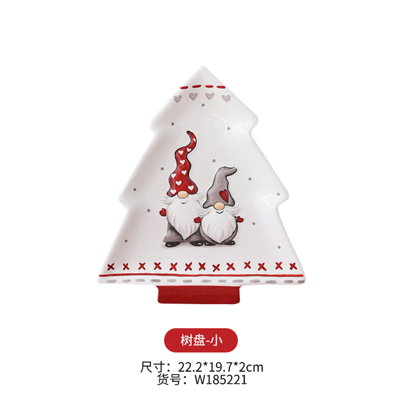 Nordic Santa Claus Tazón plato vajilla traje de alivio ensalada de arroz tazón de cerámica occidental plato plano taza tetera