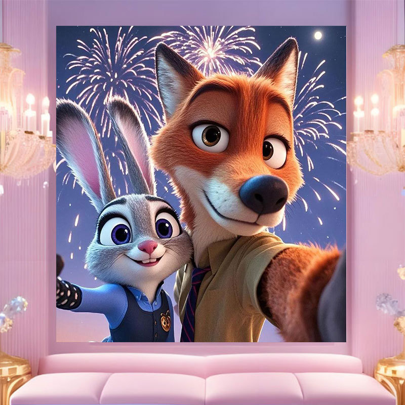 20 * 20 Crazy Zoo City pintura digital a mano diy dibujos animados pintura a mano Judith Decoration