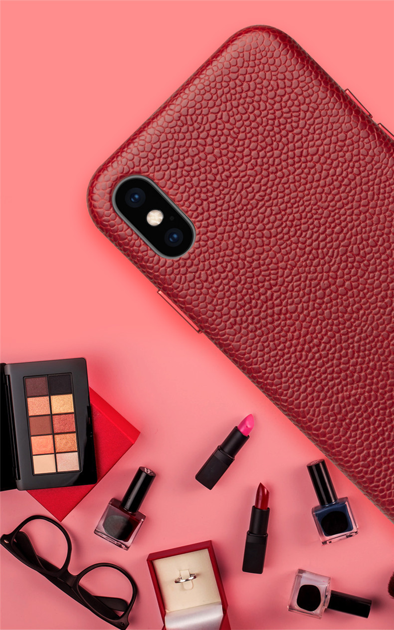 Ốp lưng điện thoại da thật cho iPhone XsMax / Xr, bảo vệ thời trang — IPhoneX màu đỏ da bò cổ điển, IPhoneX màu đỏ hồng da bò cổ điển, Bột ngọc trai da bò cổ điển iPhoneX, IPhoneXS 5,8 inch màu đỏ da bò cổ điển chi tiết 6