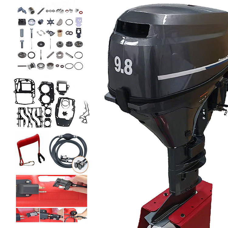 Two-cylinder 9.8HP four-stroke outboard motor with carburetor, outboard motor for fishing boats, speed boats, and marine gasoline engines