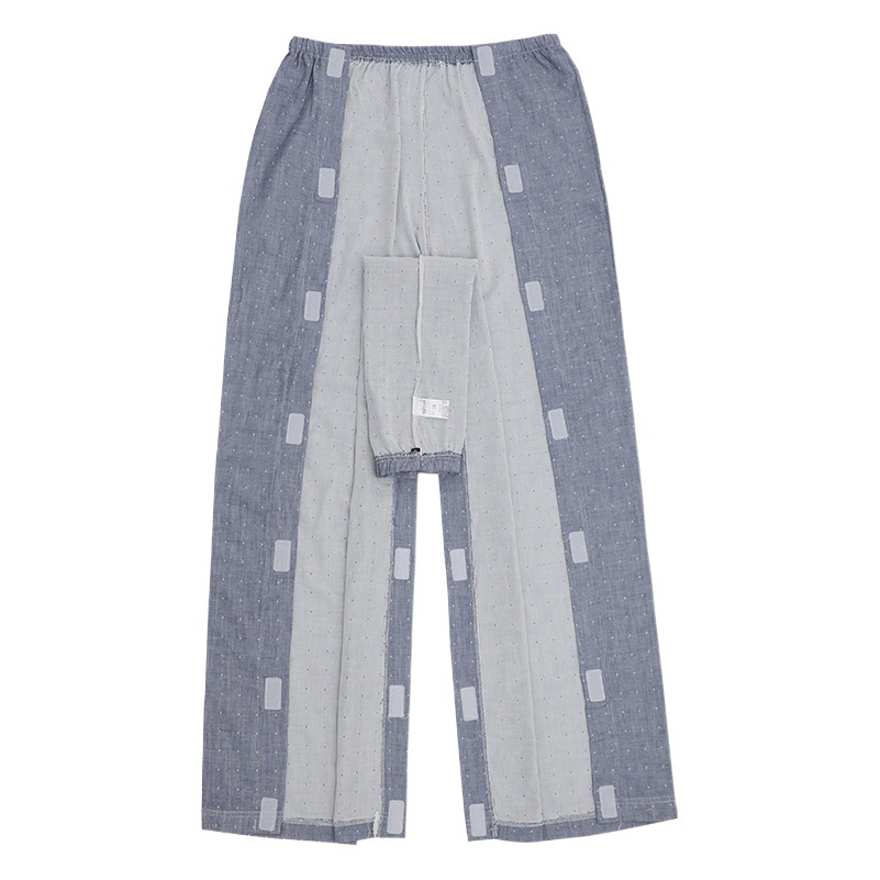 Doble hilo de algodón puro tipo abierto fácil de quitar la enfermedad ropa de cuidado de la fractura ropa a largo plazo postrado en cama paralizado ancianos pijamas verano