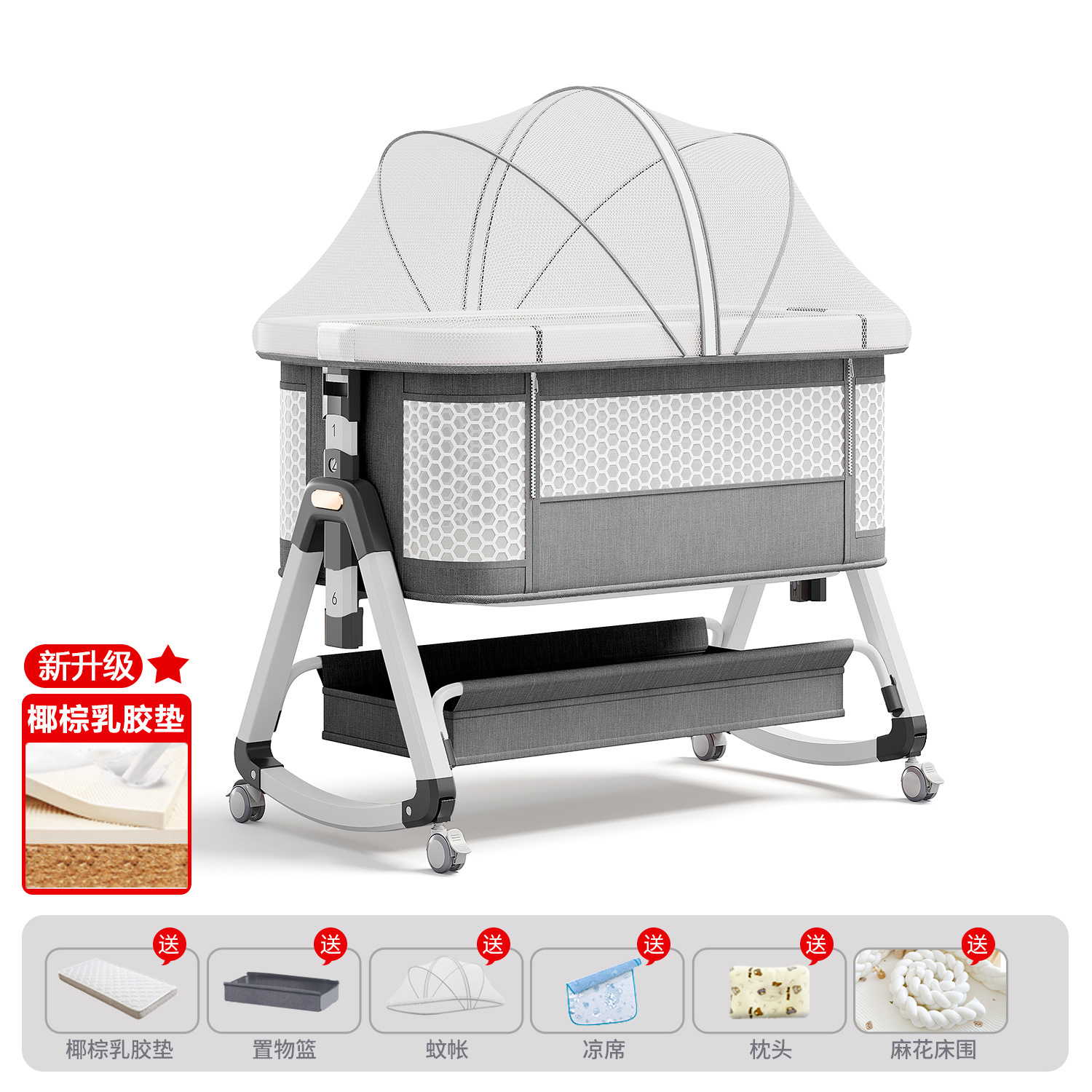 Cama de bebé móvil portátil cuna cama plegable multifuncional BB cama para recién nacidos empalme cama grande