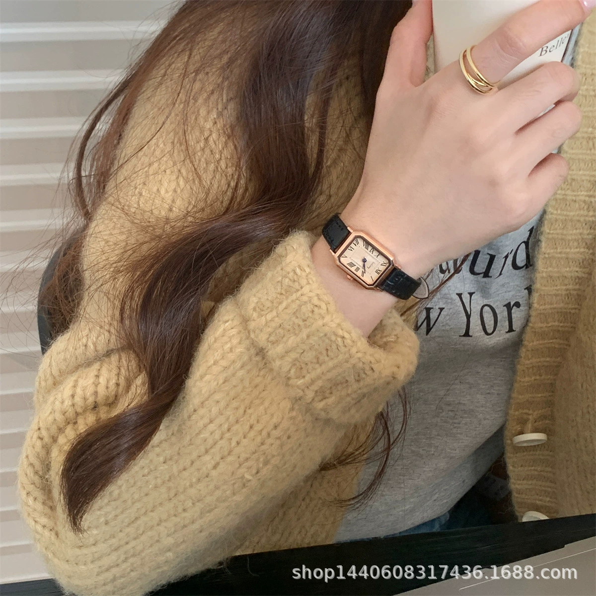 Square Quartz Women's Watch, Small Elegant Design, Slim Strap (13.04 cm)
