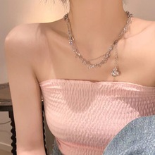 雏菊爱心拼接锆石项链女甜酷辣妹风锁骨链新款高级设计感小众颈链