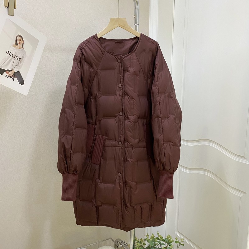 2025新款羽绒服女中长款冬季白鸭绒韩版圆领大版欧货时尚外套潮|undefined