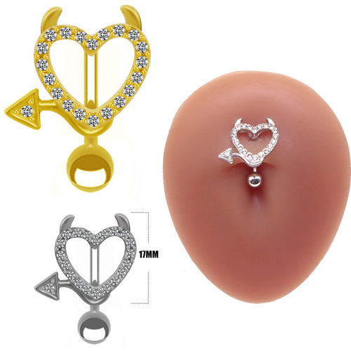 Gaibei European and American cross-border devil navel ring navel nail heart-shaped navel ring navel ornament body piercing jewelry