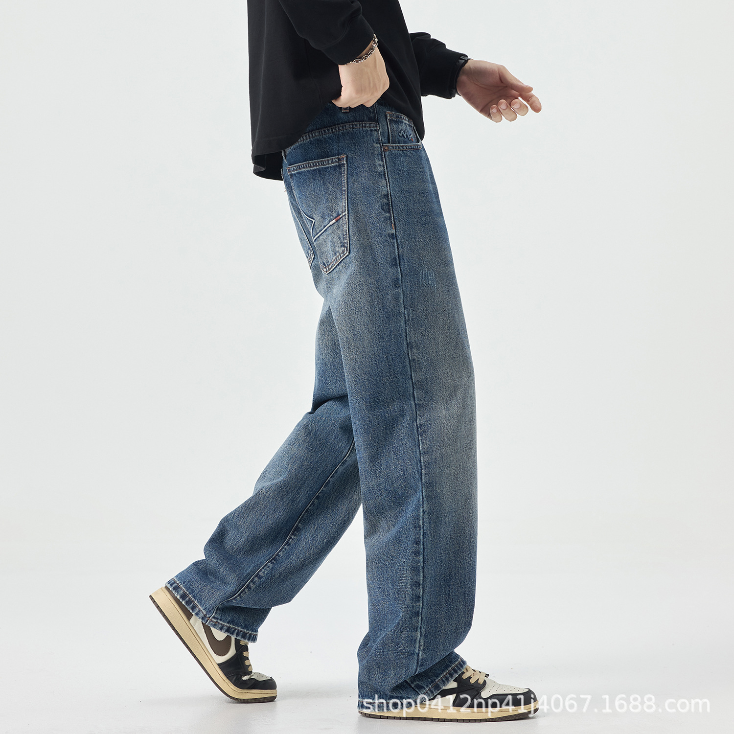 American Retro Washed Jeans for Men, Summer 2026 New Style, Loose Straight Casual Versatile Wide-Leg Pants for Men