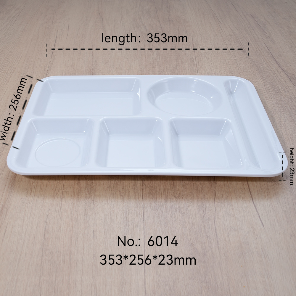 Plato de comidas rápidas de melamina blanca multiplate de plástico de porcelana imitación para comedor escolar de cuatro placas y seis placas personalizadas