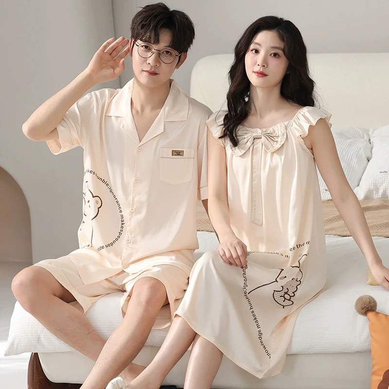 Пижама из шелка, юбка, красная цветная книга, талисман на день рождения, новая коллекция, для любимого/любимой, с коротким рукавом