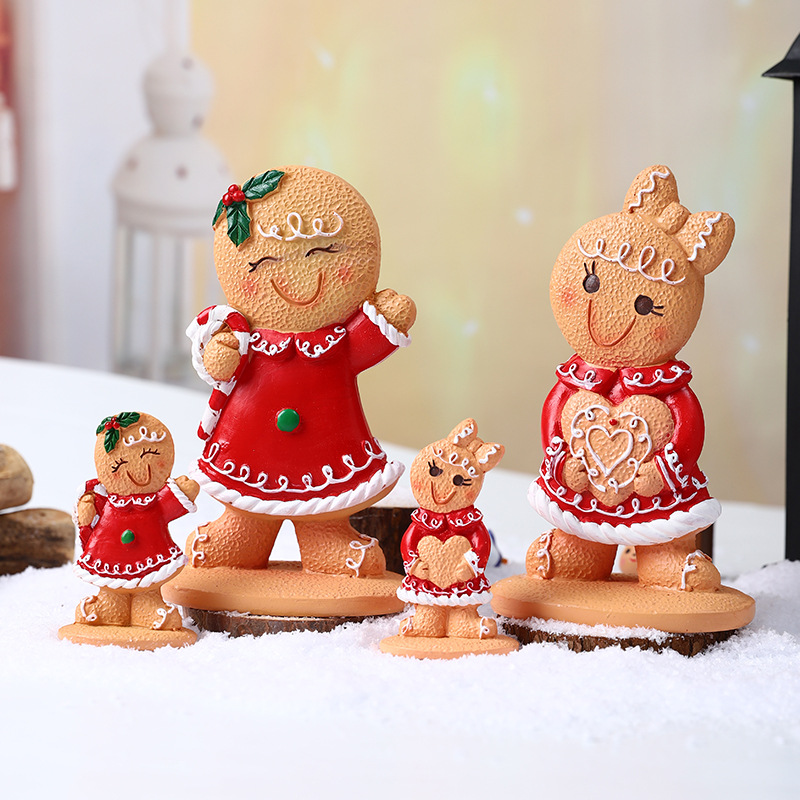 Christmas cartoon gingerbread man decoration Christmas window decoration resin decoration children's holiday gift resin crafts