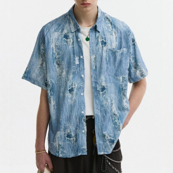 New High-Quality Men's Clothing, Lightweight and Cool Sun-Protective Denim Printed Shirts, Niche Design Shirts for Men and Women, High-End New High-Quality Men's Clothing, Lightweight and Cool Sun-Protective Denim Printed Shirts, Niche Design Shirts for Men and Women, High-End