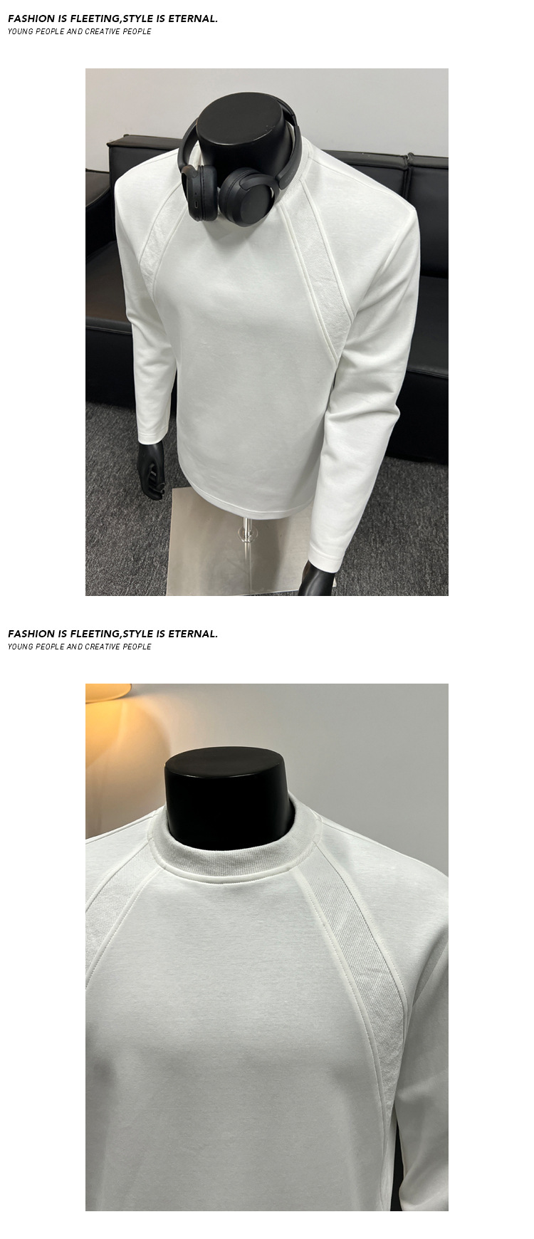 Men's Patchwork Chinese Cotton Long Sleeve T-shirt Round Neck_voghion.com