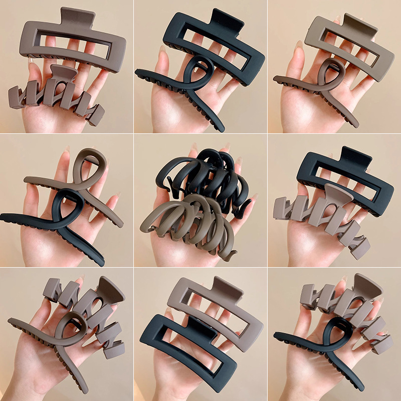 Cabezas marrón esmerilado clip de agarre para mujeres 2025, nuevo clip de cabello detrás de la cabeza, cabello grande, cabello de tiburón, toque de cabello