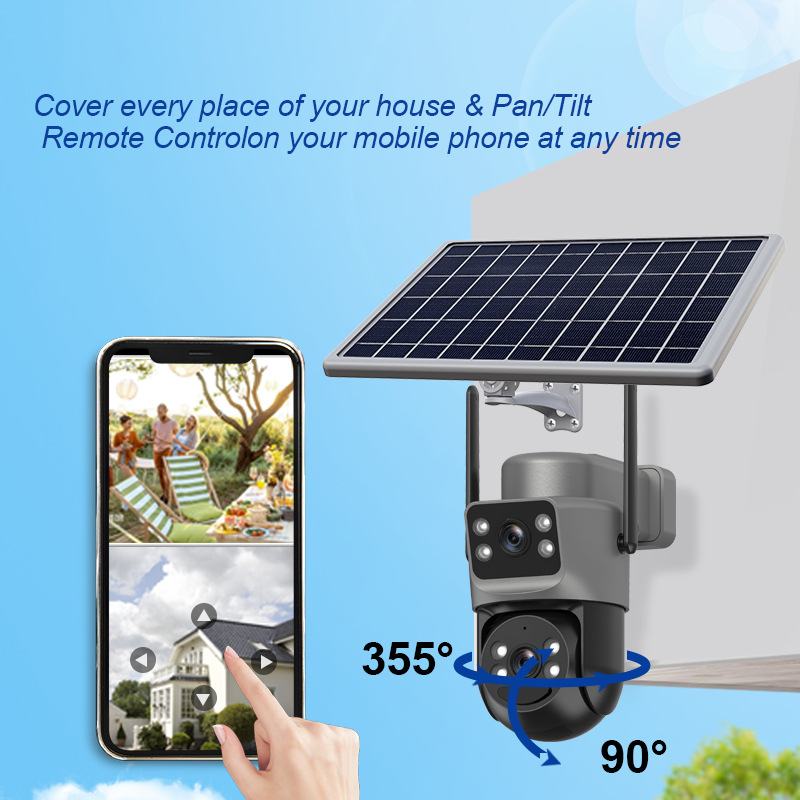 Cámara de monitoreo solar binocular 4G baja potencia cámara inalámbrica impermeable HD monitor a color completo image 4